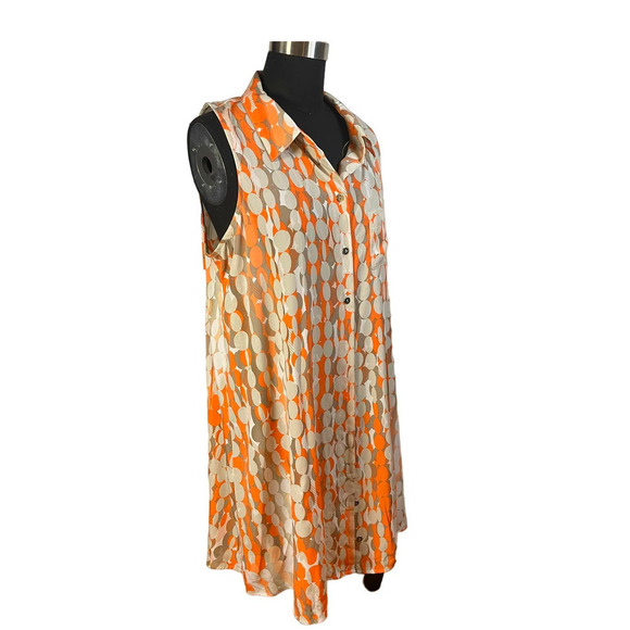 VTG Aline, button front sleeveless shift dress. EUC, Sz 10P. Silky lightweight - Picture 2 of 7